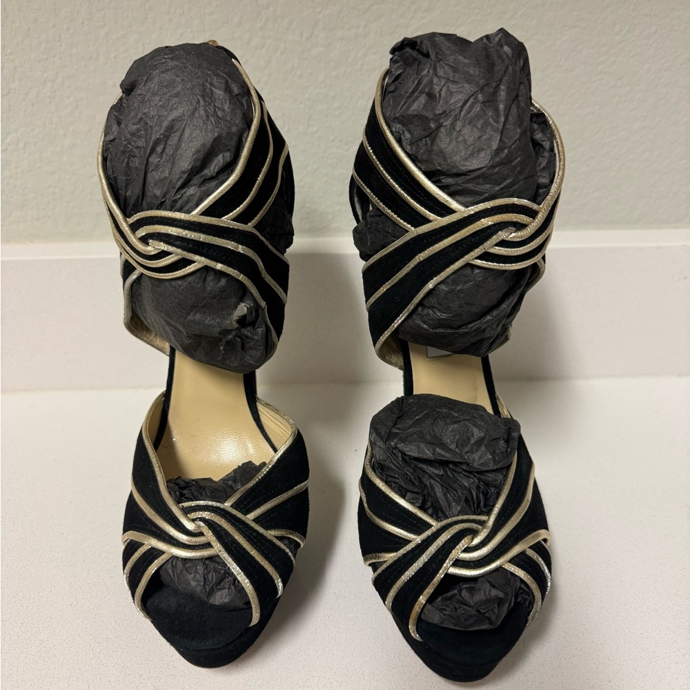 Jimmy Choo "Koko" Suede Criss Cross Platform - SZ 40 (IT/EU) 9.0/9.5 (US), Black